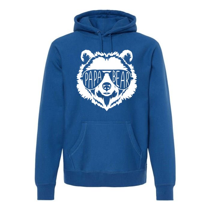 Papa Bear Face With Sunglasses Funny Gift Premium Hoodie