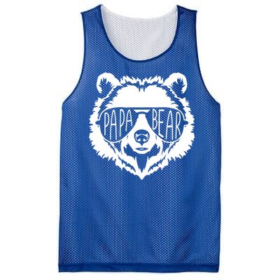 Papa Bear Face With Sunglasses Funny Gift Mesh Reversible Basketball Jersey Tank