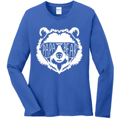 Papa Bear Face With Sunglasses Funny Gift Ladies Long Sleeve Shirt