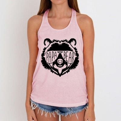 Papa Bear Face With Sunglasses Funny Gift Women's Knotted Racerback Tank