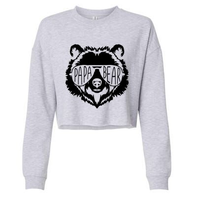 Papa Bear Face With Sunglasses Funny Gift Cropped Pullover Crew