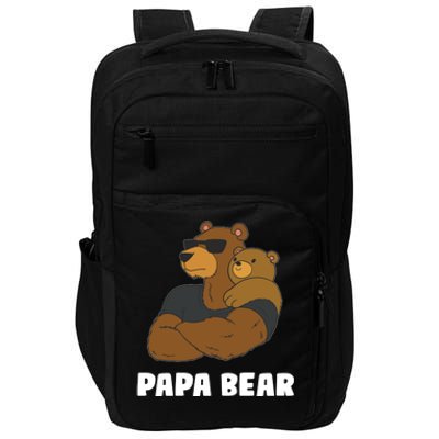 Papa Bear Father Daughter Son Papa Bear Gift Impact Tech Backpack