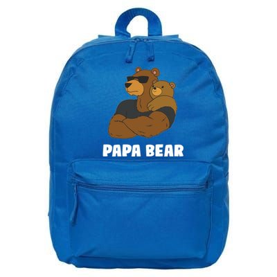 Papa Bear Father Daughter Son Papa Bear Gift 16 in Basic Backpack