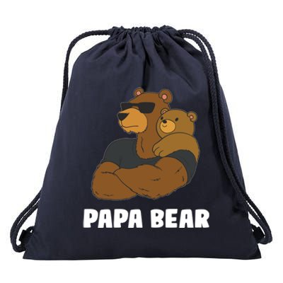 Papa Bear Father Daughter Son Papa Bear Gift Drawstring Bag