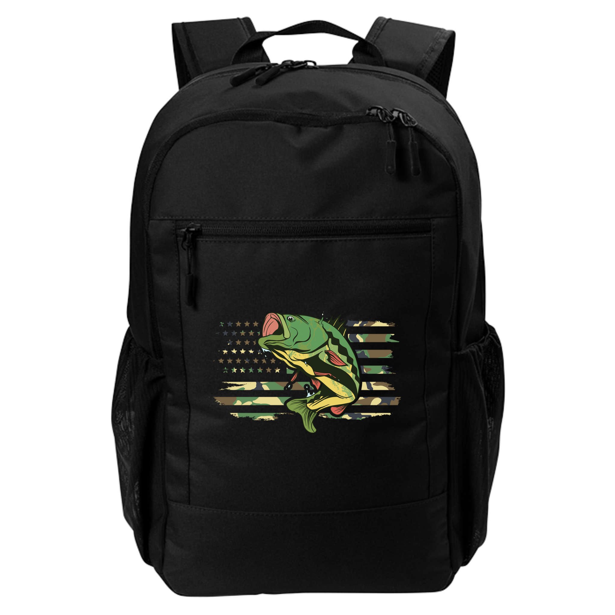 Patriotic Bass Fishing American Flag Fish Fisher Gift Backpack