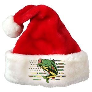 Patriotic Bass Fishing American Flag Fish Fisher Gift Premium Christmas Santa Hat