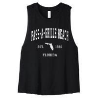 Passagrille Beach Florida Fl Vintage Athletic Women's Racerback Cropped Tank