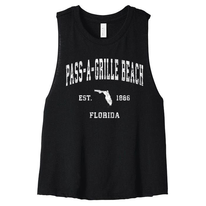 Passagrille Beach Florida Fl Vintage Athletic Women's Racerback Cropped Tank