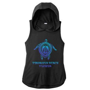 Pensacola Beach Florida Beach Souvenirs Sea Turtle Tribal Ladies PosiCharge Tri-Blend Wicking Draft Hoodie Tank