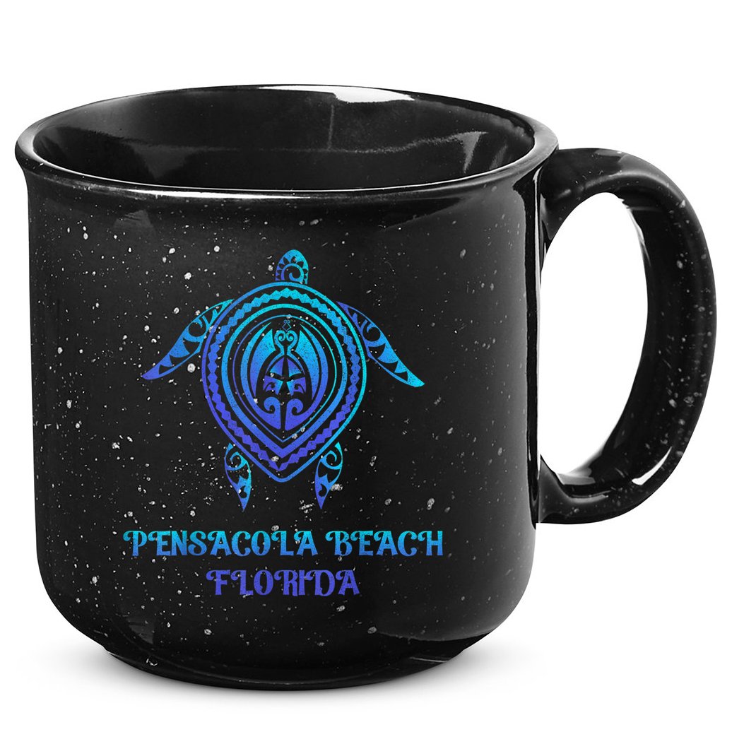 Pensacola Beach Florida Beach Souvenirs Sea Turtle Tribal 15oz Campfire Ceramic Mug