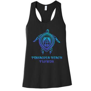 Pensacola Beach Florida Beach Souvenirs Sea Turtle Tribal Women's Racerback Tank