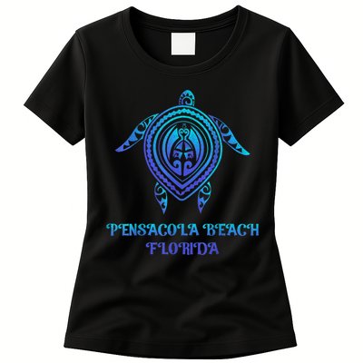 Pensacola Beach Florida Beach Souvenirs Sea Turtle Tribal Womens T-Shirt