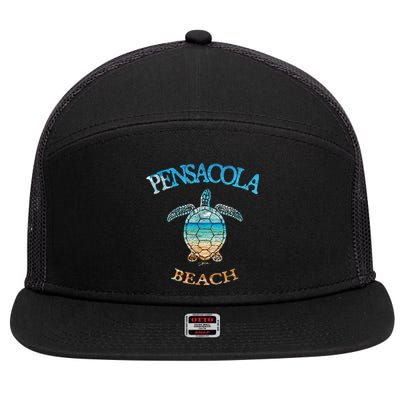 Pensacola Beach, FL, Sea Turtle 7 Panel Mesh Trucker Snapback Hat