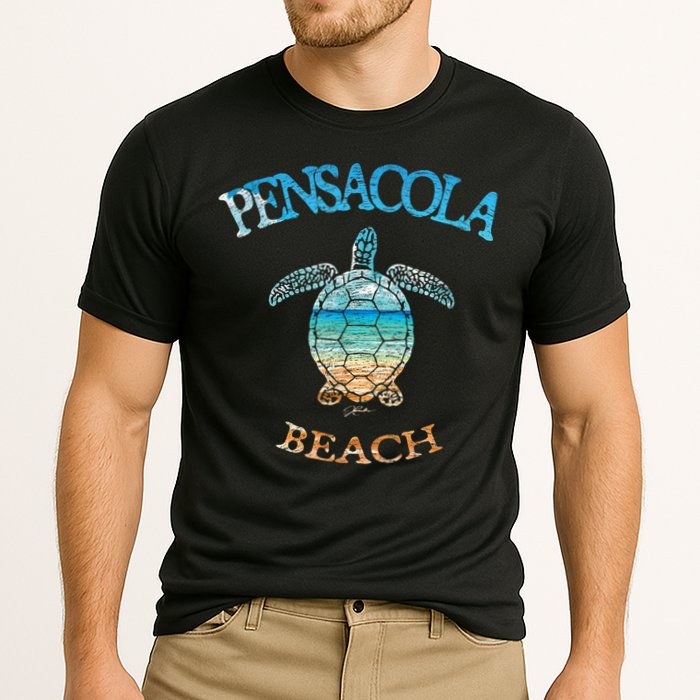 Pensacola Beach, FL, Sea Turtle Cooling Performance Crew T-Shirt