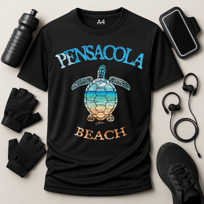Pensacola Beach, FL, Sea Turtle Cooling Performance Crew T-Shirt