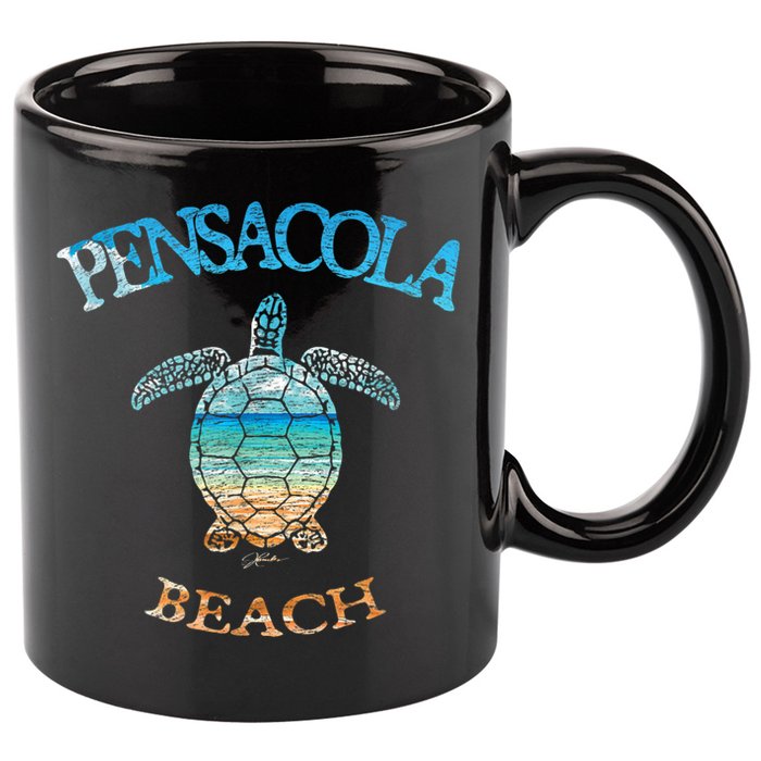 Pensacola Beach, FL, Sea Turtle 11oz C Handle Ceramic Mug