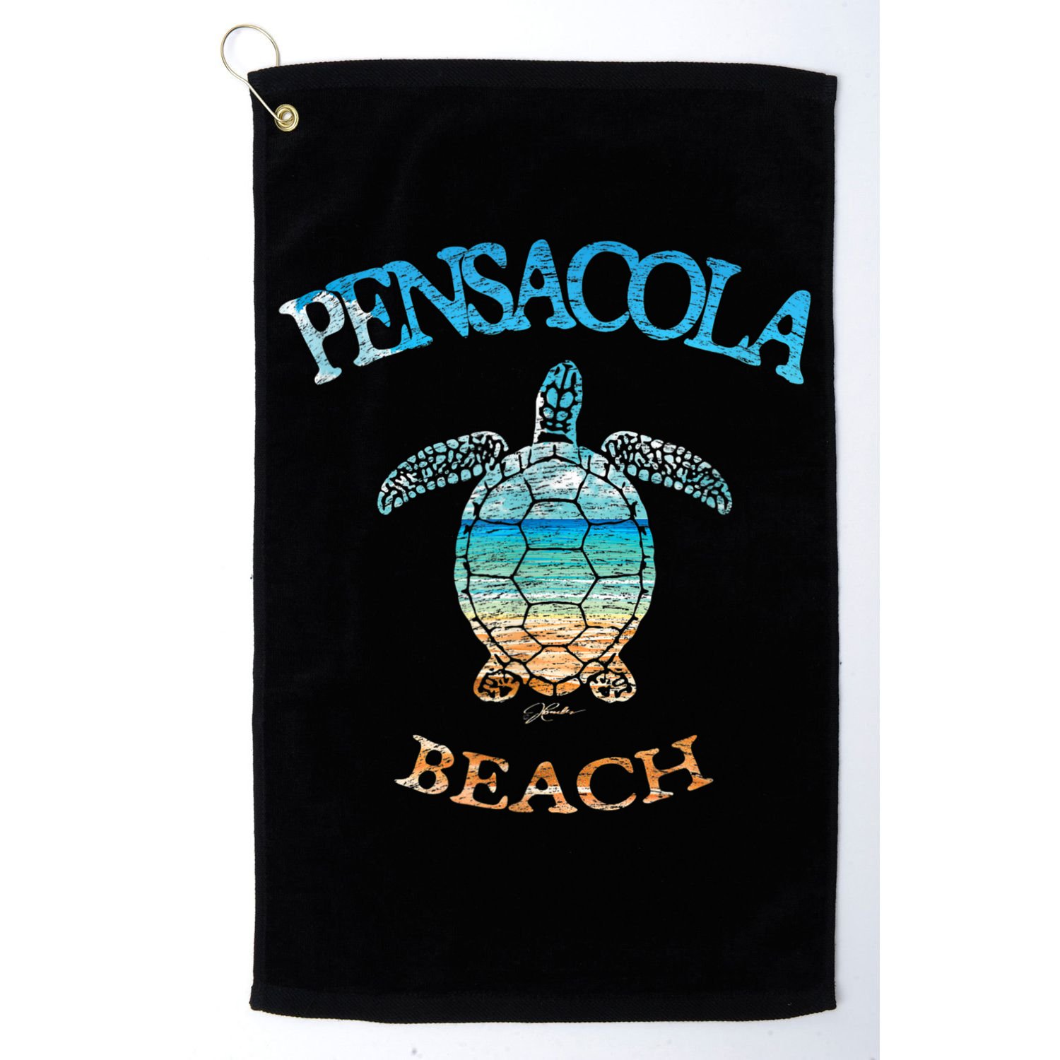 Pensacola Beach, FL, Sea Turtle Golf Towel