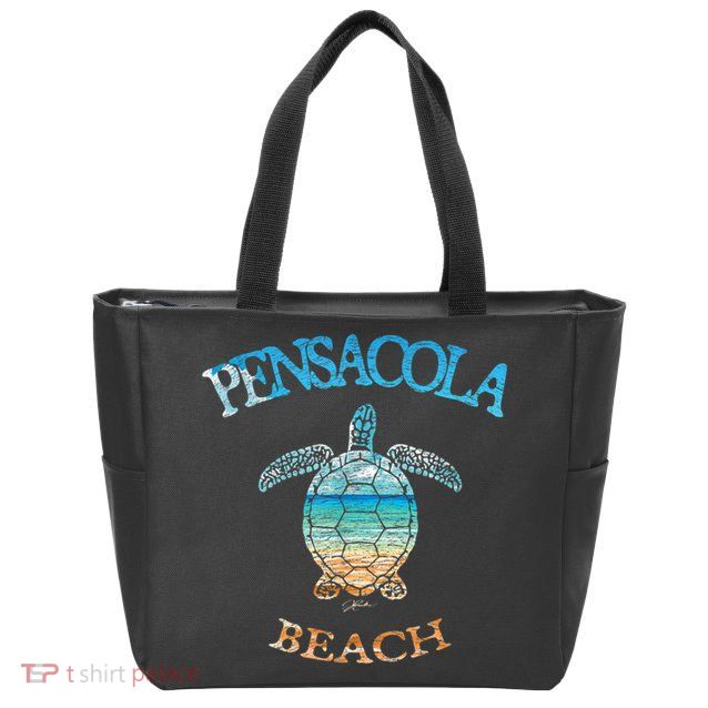 Pensacola Beach, FL, Sea Turtle Zip Tote Bag