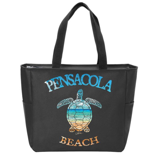 Pensacola Beach, FL, Sea Turtle Zip Tote Bag
