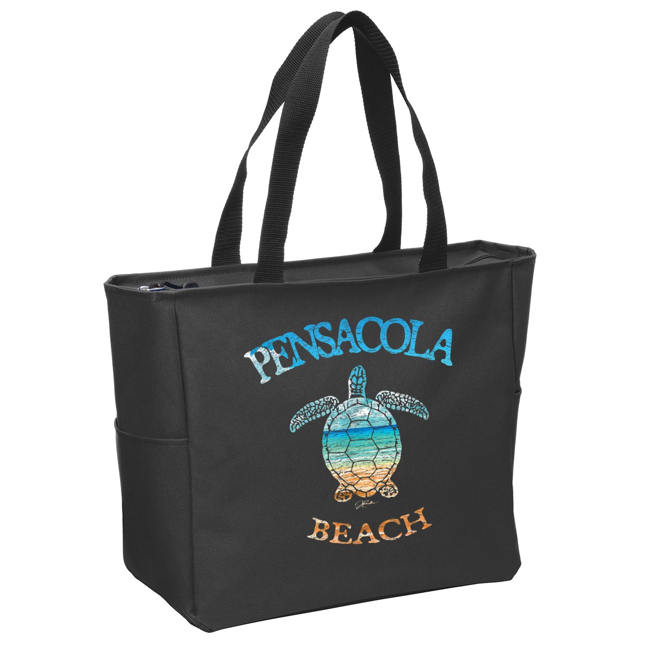 Pensacola Beach, FL, Sea Turtle Zip Tote Bag