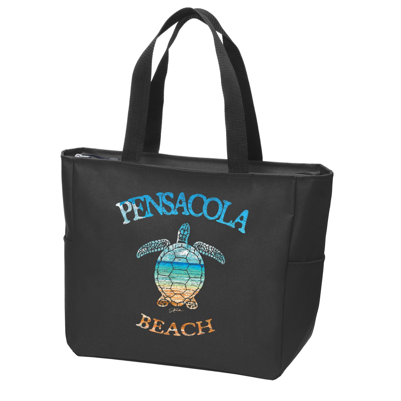 Pensacola Beach, FL, Sea Turtle Zip Tote Bag