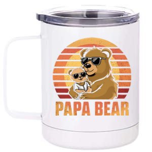 Papa Bear FatherS Day Papa Bear Matching Family Cool Gift 12 oz Stainless Steel Tumbler Cup