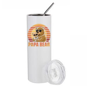 Papa Bear FatherS Day Papa Bear Matching Family Cool Gift Stainless Steel Tumbler