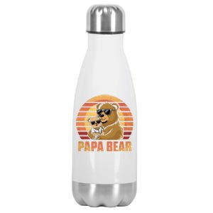 Papa Bear FatherS Day Papa Bear Matching Family Cool Gift Stainless Steel Insulated Water Bottle