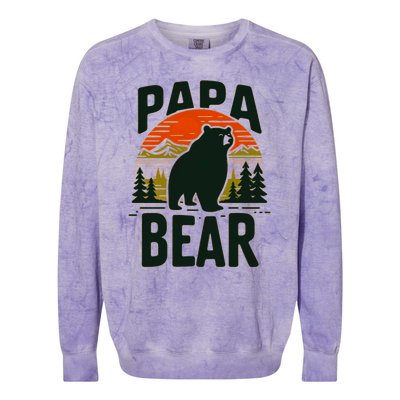 Papa Bear For Proud Dad Husband Uncle Grizzly Fathers Day Cool Gift Colorblast Crewneck Sweatshirt