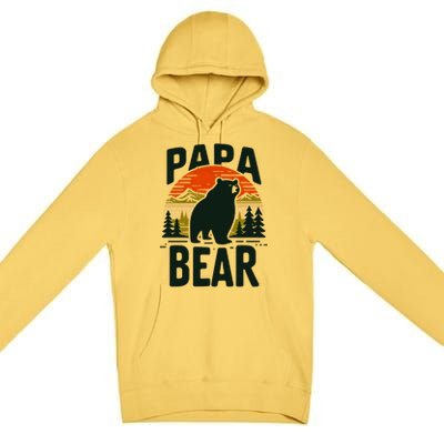 Papa Bear For Proud Dad Husband Uncle Grizzly Fathers Day Cool Gift Premium Pullover Hoodie