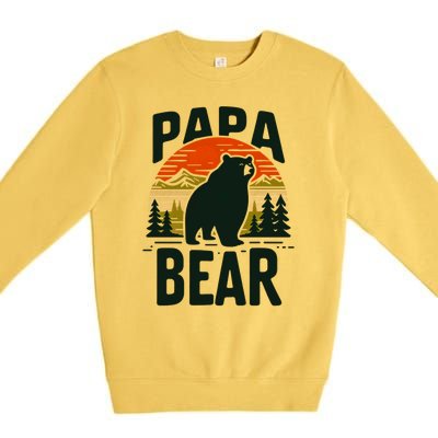 Papa Bear For Proud Dad Husband Uncle Grizzly Fathers Day Cool Gift Premium Crewneck Sweatshirt