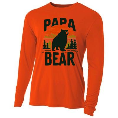 Papa Bear For Proud Dad Husband Uncle Grizzly Fathers Day Cool Gift Cooling Performance Long Sleeve Crew