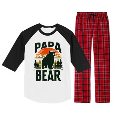 Papa Bear For Proud Dad Husband Uncle Grizzly Fathers Day Cool Gift Raglan Sleeve Pajama Set