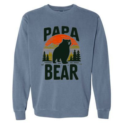 Papa Bear For Proud Dad Husband Uncle Grizzly Fathers Day Cool Gift Garment-Dyed Sweatshirt