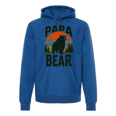 Papa Bear For Proud Dad Husband Uncle Grizzly Fathers Day Cool Gift Premium Hoodie