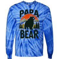 Papa Bear For Proud Dad Husband Uncle Grizzly Fathers Day Cool Gift Tie-Dye Long Sleeve Shirt