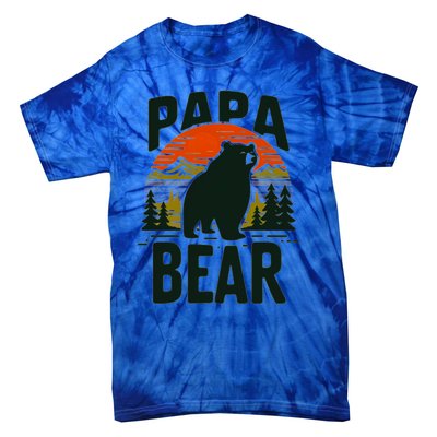 Papa Bear For Proud Dad Husband Uncle Grizzly Fathers Day Cool Gift Tie-Dye T-Shirt