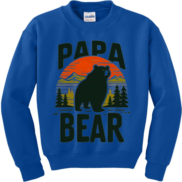 Papa Bear For Proud Dad Husband Uncle Grizzly Fathers Day Cool Gift Kids Sweatshirt