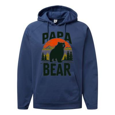 Papa Bear For Proud Dad Husband Uncle Grizzly Fathers Day Cool Gift Performance Fleece Hoodie