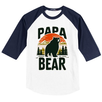 Papa Bear For Proud Dad Husband Uncle Grizzly Fathers Day Cool Gift Baseball Sleeve Shirt