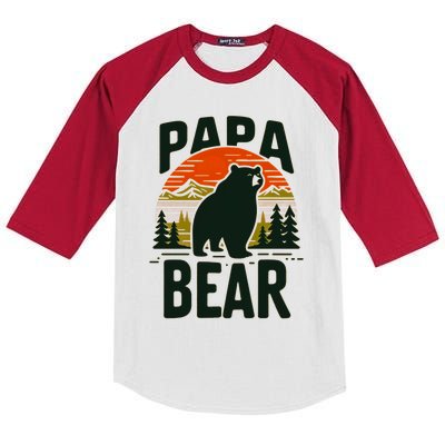 Papa Bear For Proud Dad Husband Uncle Grizzly Fathers Day Cool Gift Kids Colorblock Raglan Jersey