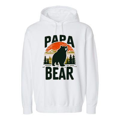 Papa Bear For Proud Dad Husband Uncle Grizzly Fathers Day Cool Gift Garment-Dyed Fleece Hoodie