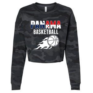 Panama Basketball Fans Jersey Gift Panaian Flag Sport Lovers Gift Cropped Pullover Crew