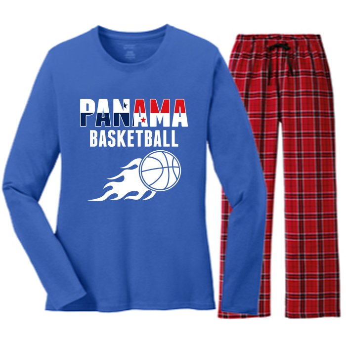 Panama Basketball Fans Jersey Gift Panaian Flag Sport Lovers Gift Women's Long Sleeve Flannel Pajama Set 