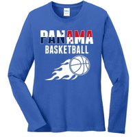 Panama Basketball Fans Jersey Gift Panaian Flag Sport Lovers Gift Ladies Long Sleeve Shirt