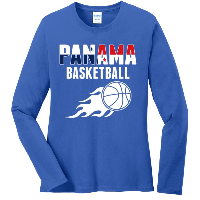 Panama Basketball Fans Jersey Gift Panaian Flag Sport Lovers Gift Ladies Long Sleeve Shirt