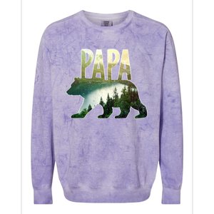 Papa Bear Forest Lake Mountain Scene Outdoors FatherS Day Gift Colorblast Crewneck Sweatshirt