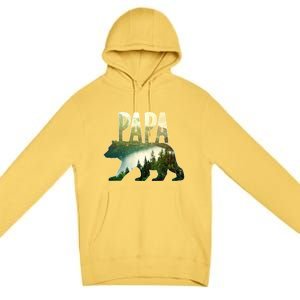 Papa Bear Forest Lake Mountain Scene Outdoors FatherS Day Gift Premium Pullover Hoodie