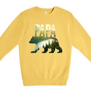 Papa Bear Forest Lake Mountain Scene Outdoors FatherS Day Gift Premium Crewneck Sweatshirt