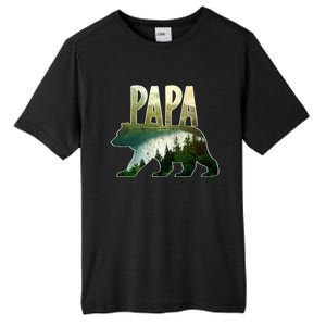 Papa Bear Forest Lake Mountain Scene Outdoors FatherS Day Gift Tall Fusion ChromaSoft Performance T-Shirt